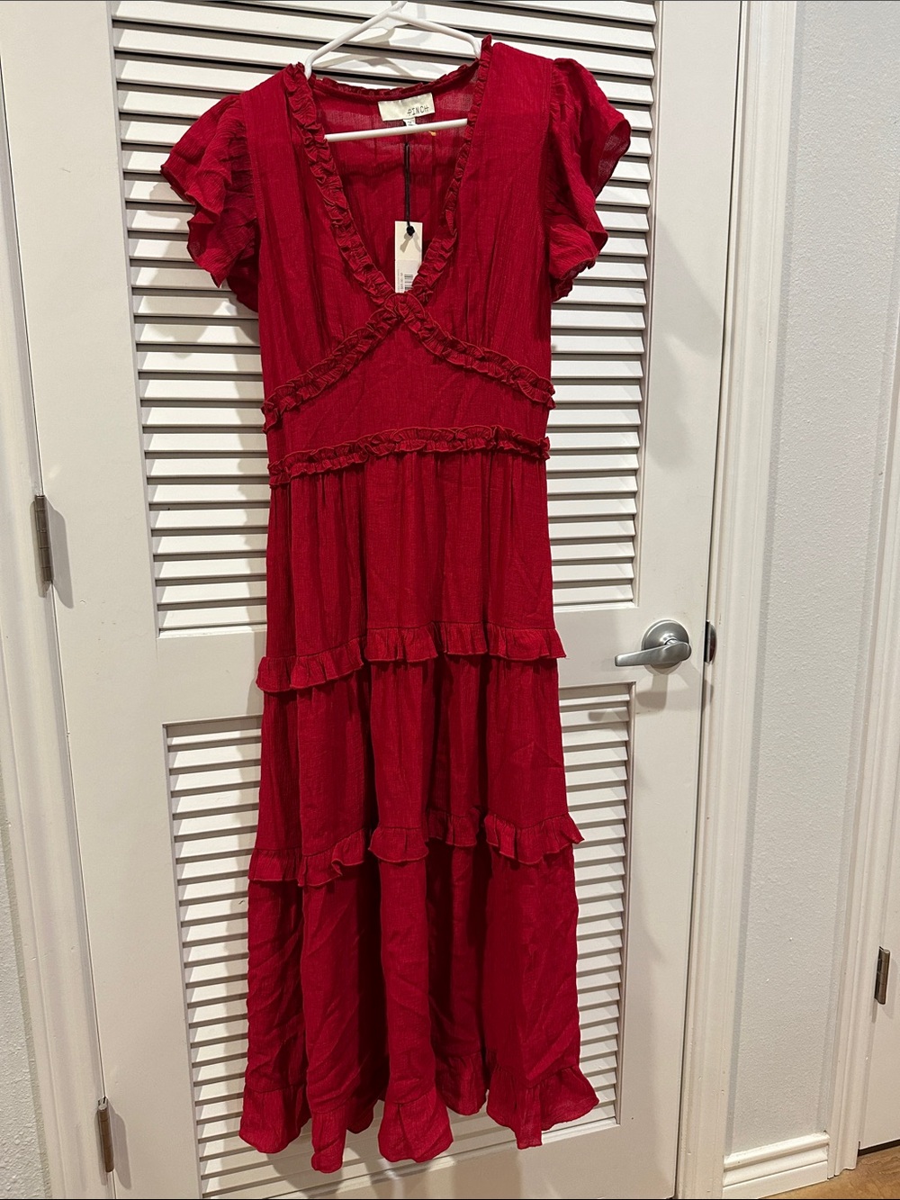 Pinch Red Ruffle-Tier Maxi Dress